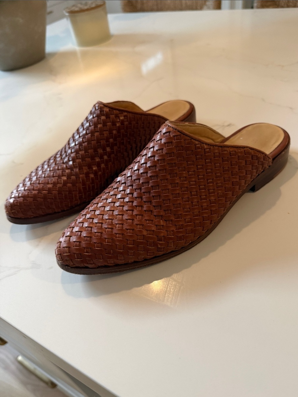 Nisolo Woven Leather Slip-On Loafers - Chestnut Brown